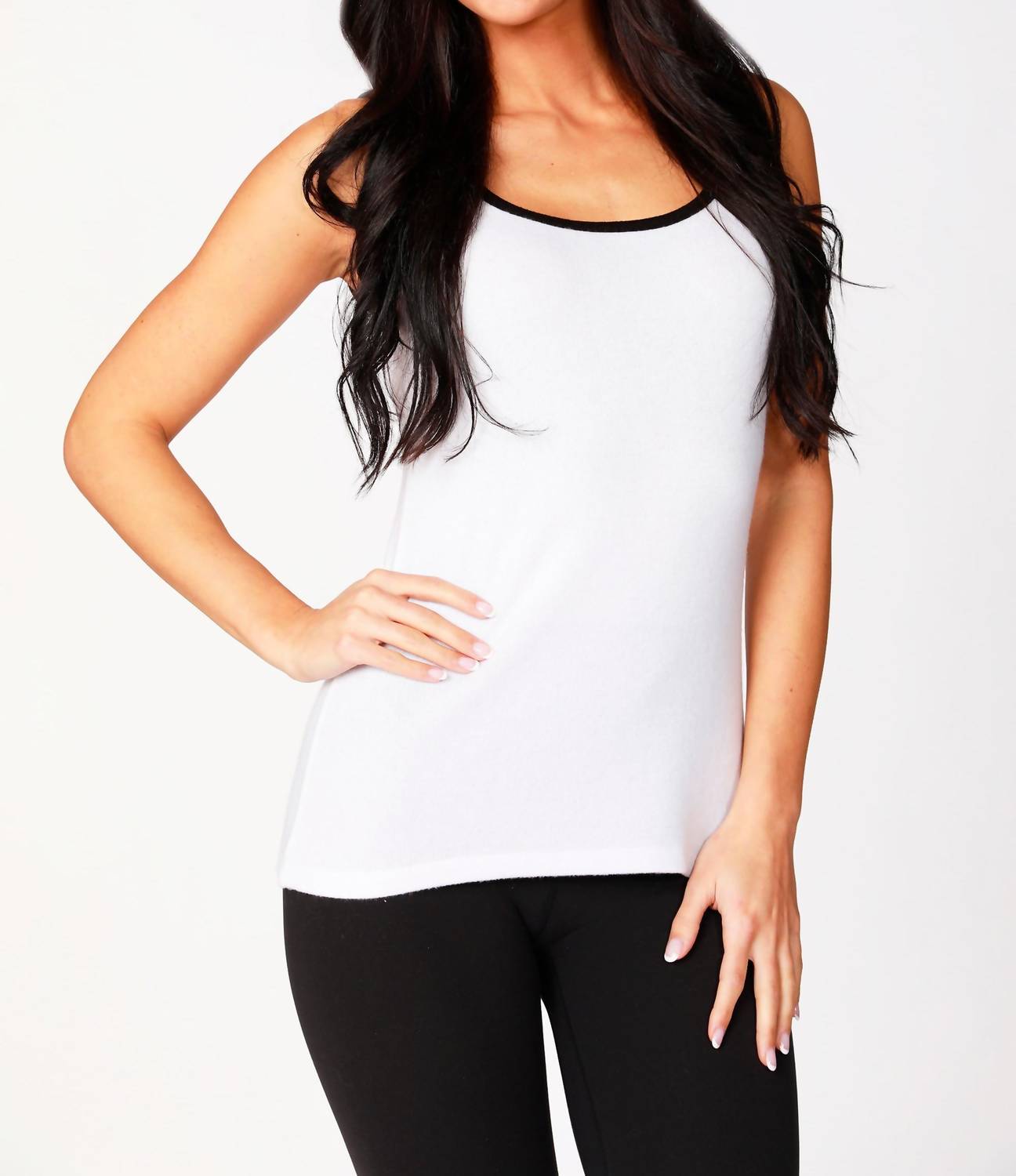 Soft Stretch Contrast Tank in Bleach