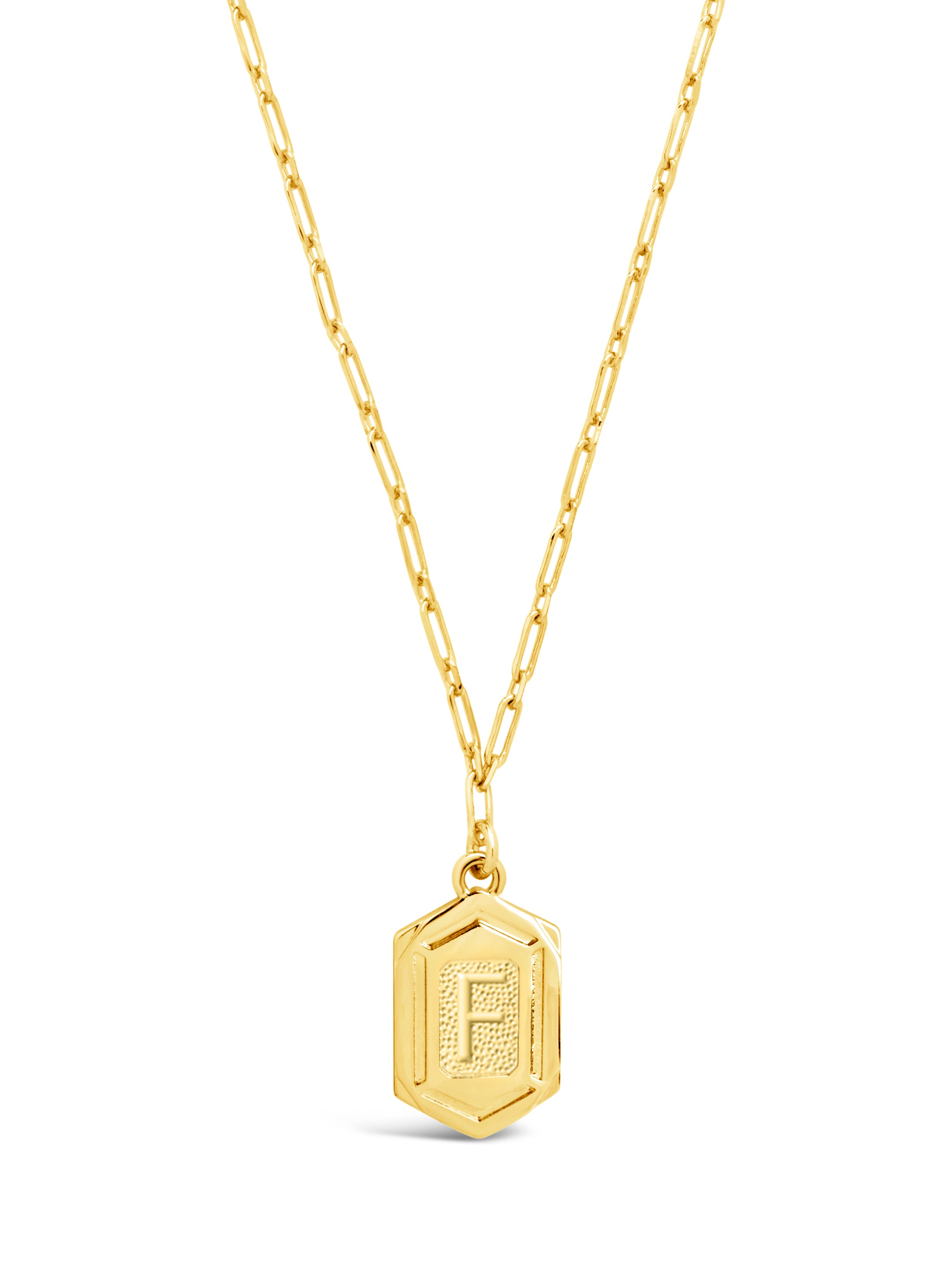 Hexagon Tag Initial Necklace