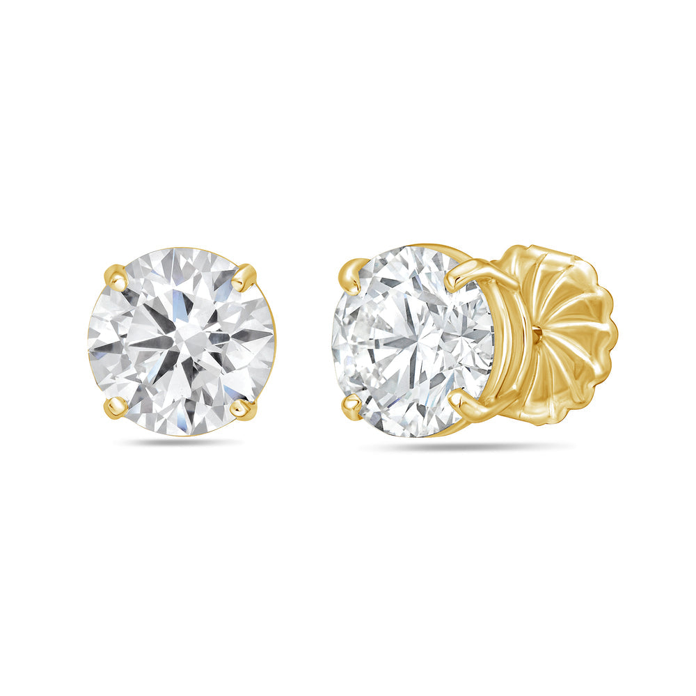 14kt 12ct Lab Grown 4 Prong Studs Round, DEF Color, VS Clarity, Excellent Cut