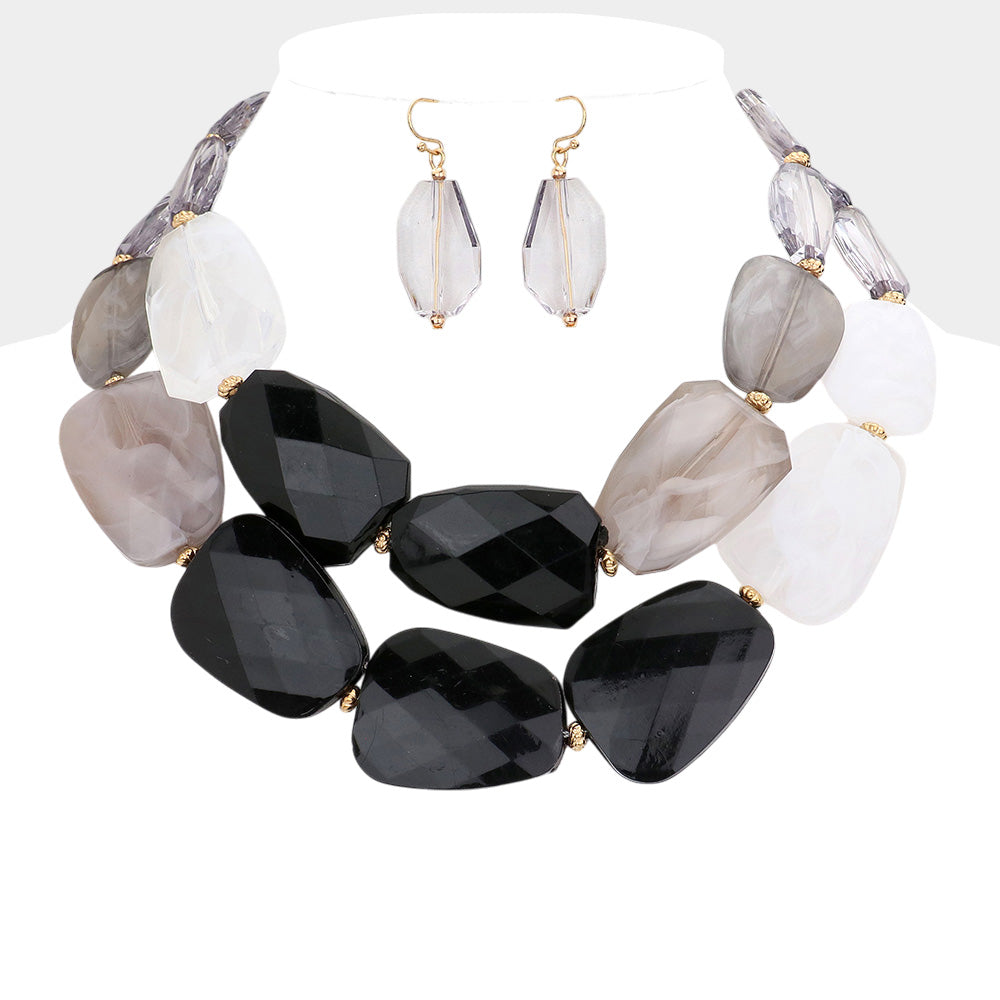 Tiered Resin Pebble Necklace