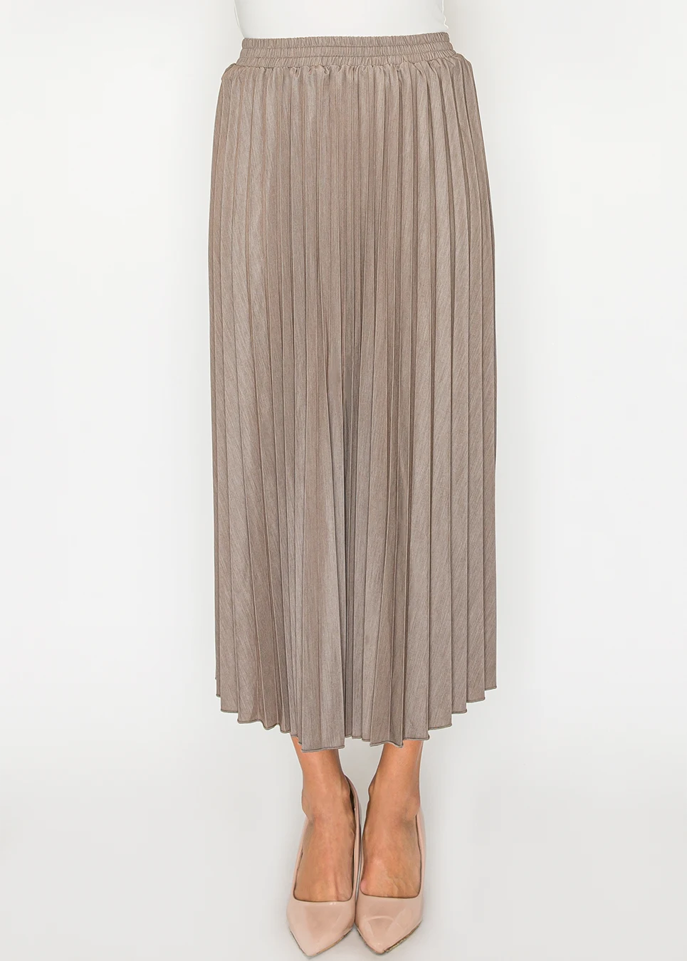 Everyday Beige Skirt with Soft Pleats