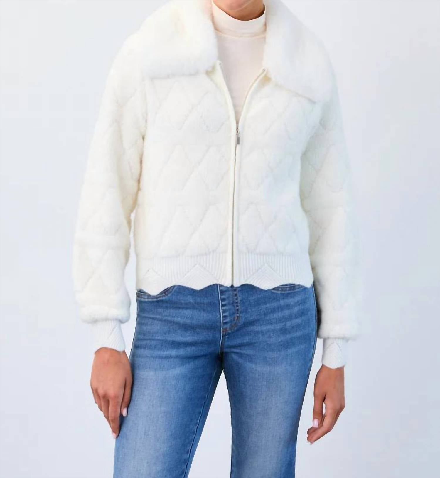 Diana Detachable Collar Sweater Bomber Jacket