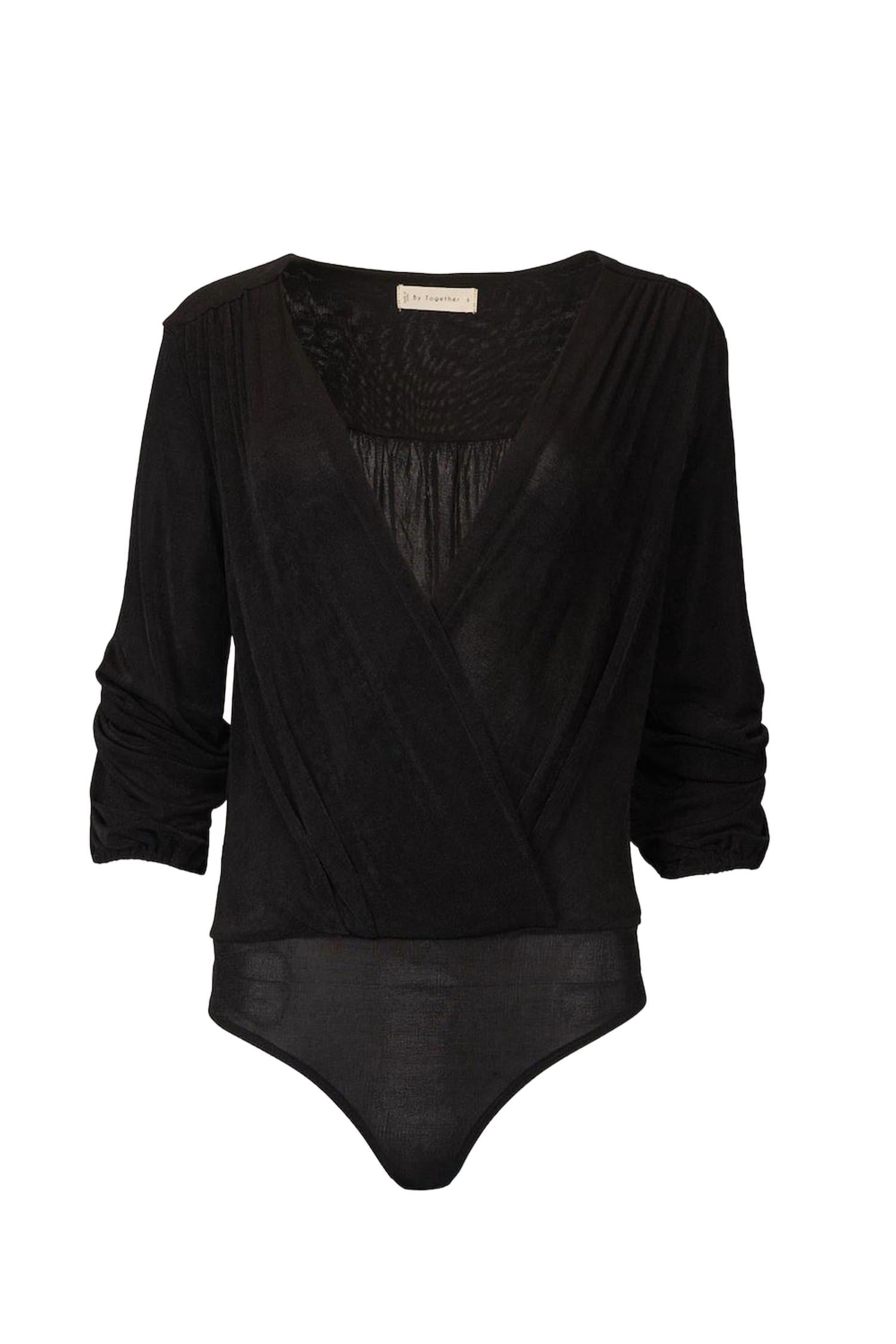 Wrap-Effect Stretch-Jersey Bodysuit
