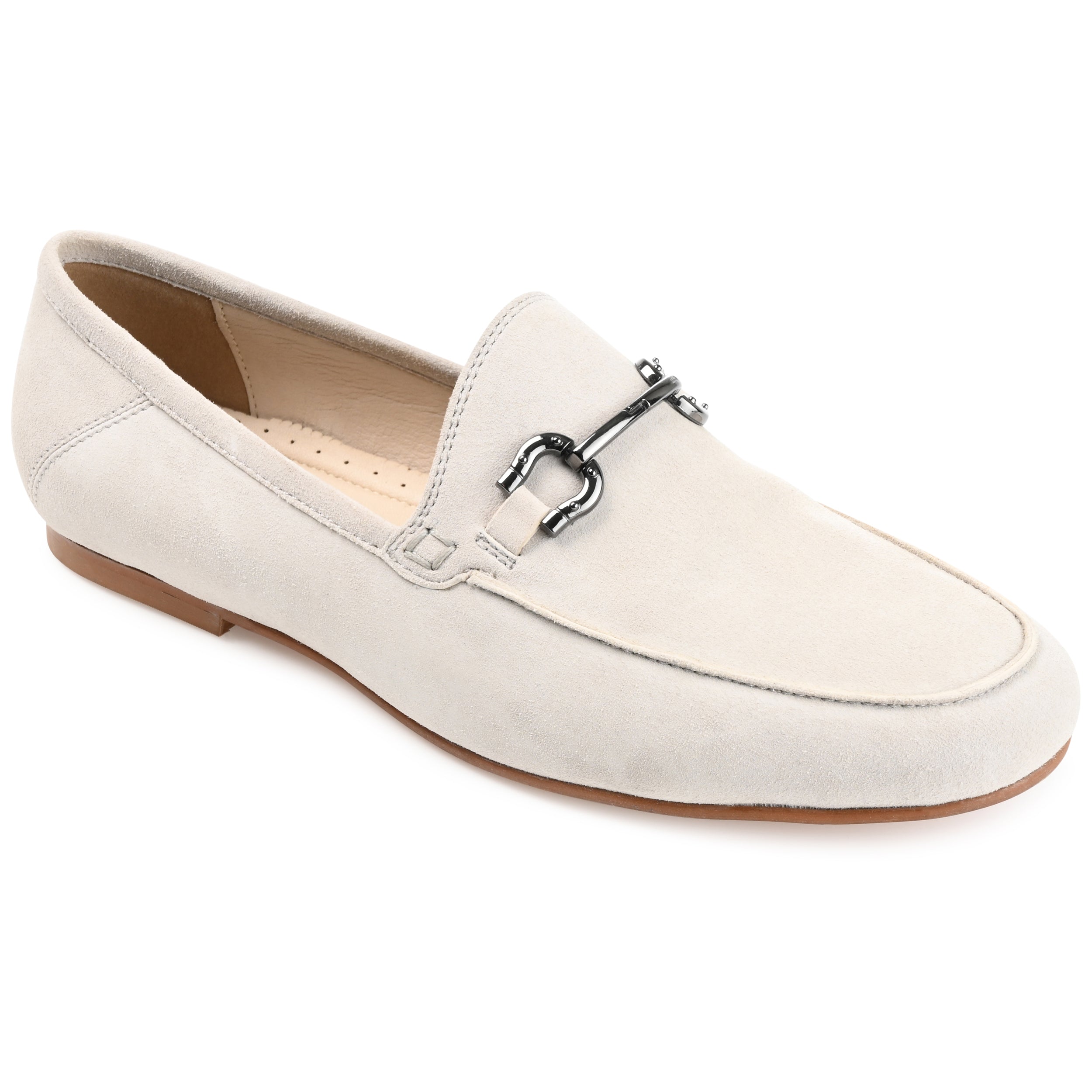 Journee Signature Genuine Leather Giia Loafer Round Toe Slip on Flats