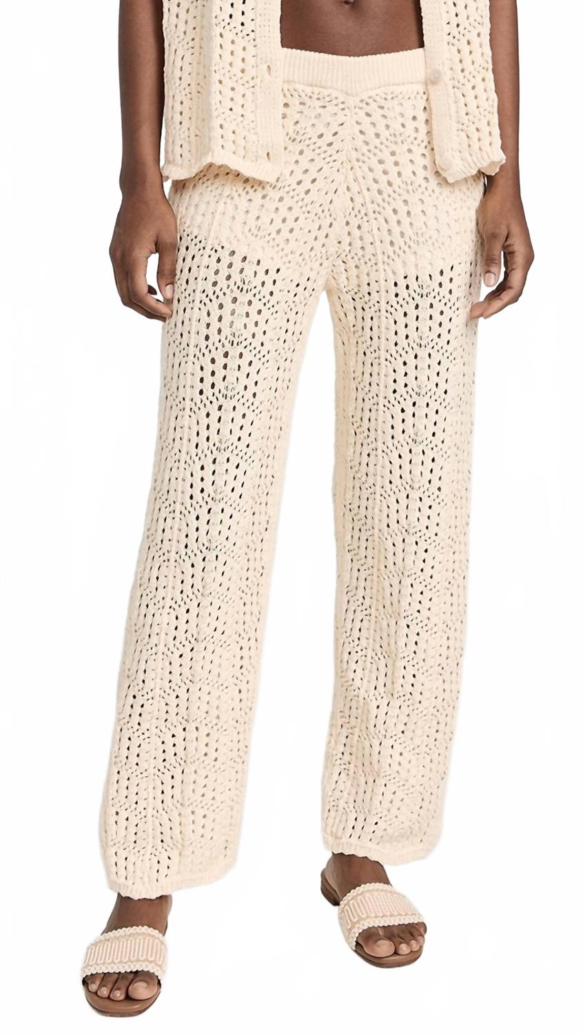 Poppie Crochet Knit Pants in Natural Cream
