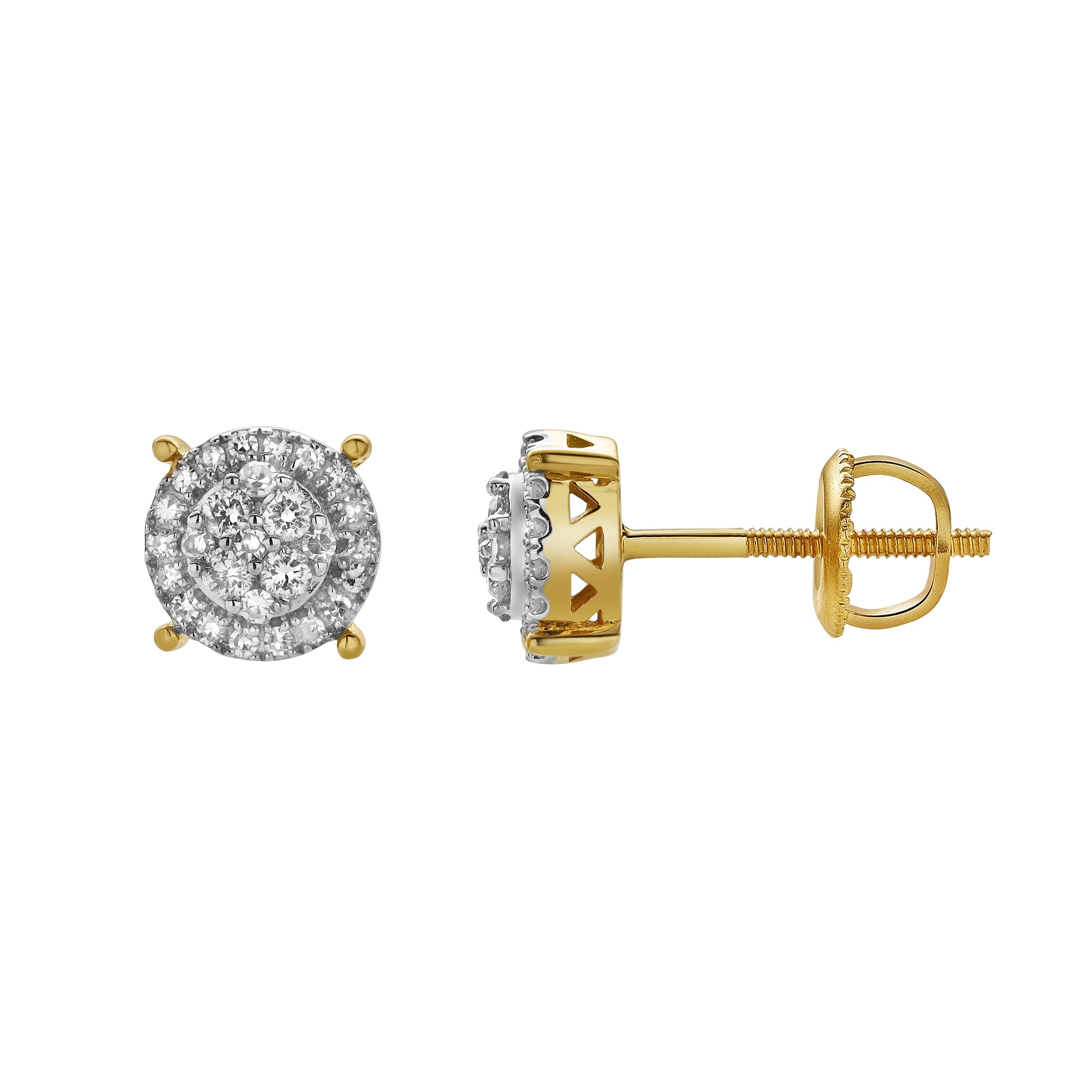 Oralith 10K Yellow Gold Cluster Diamond Earrings - 0.24 Cts