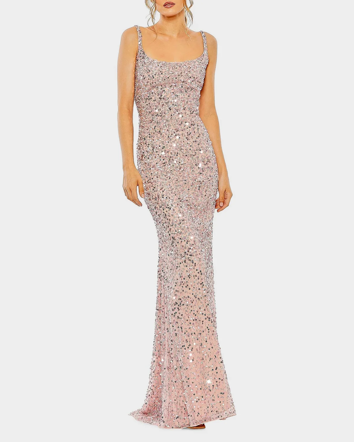 Sleeveless Sequin Column Slip Gown