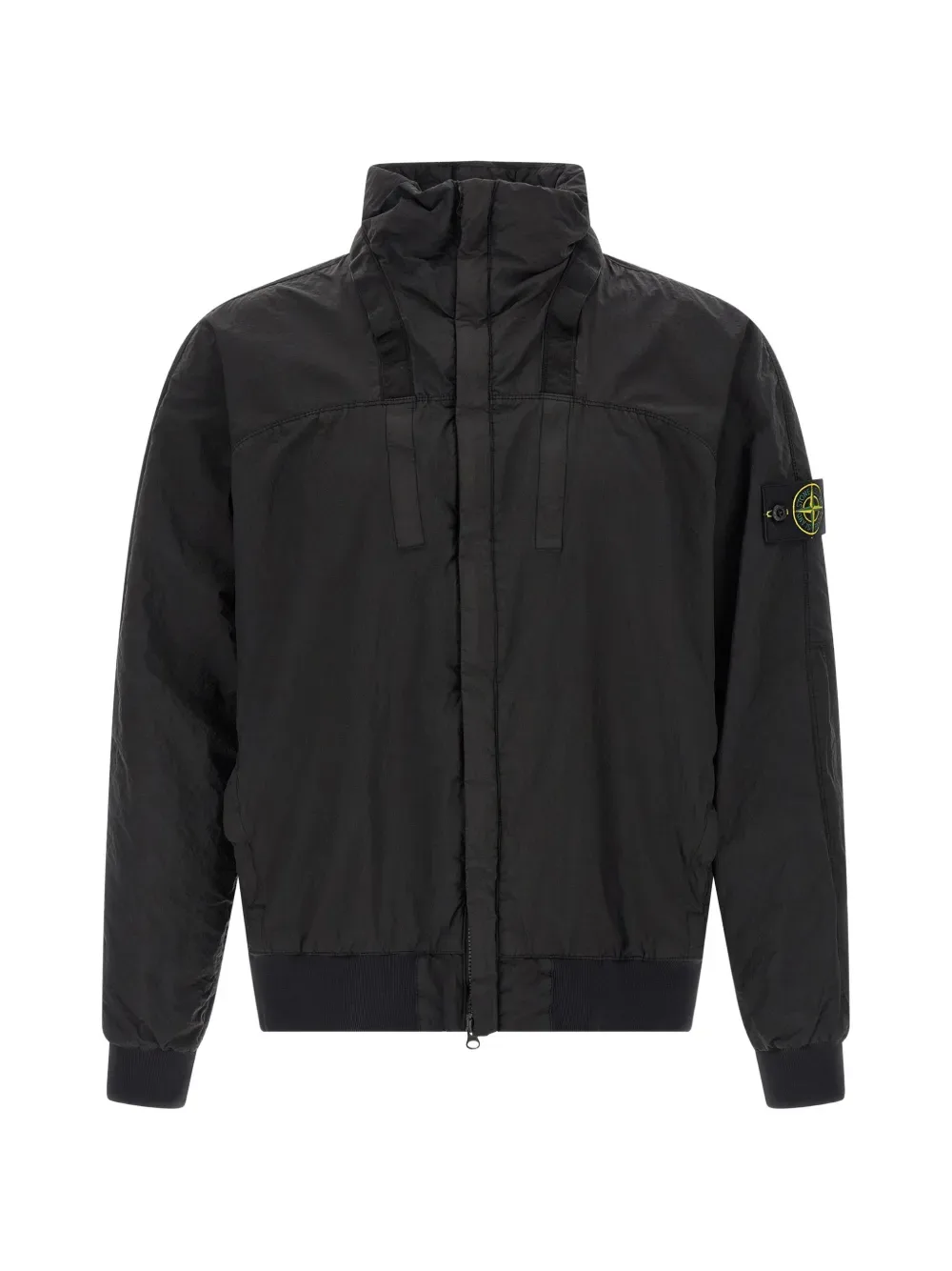 Ribbed Metallic Nylon Bomber Jacket