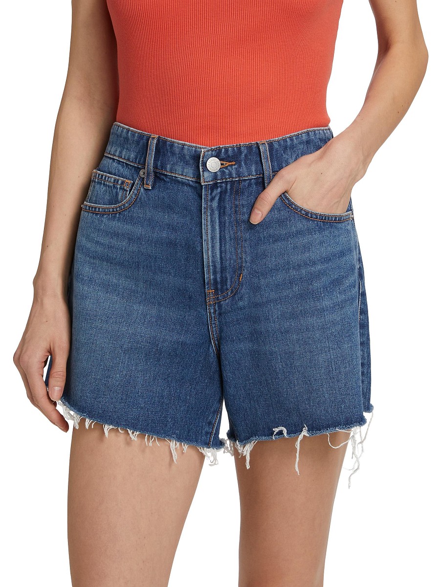 Women's Ellis Mid-Rise Denim Shorts - Stoned Bright Blue - Size
