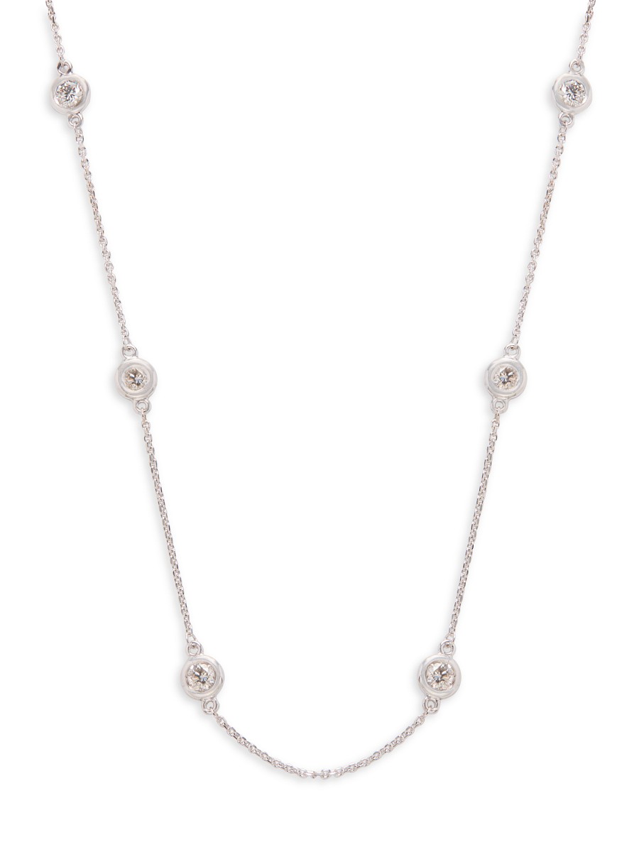 Women's 14K White Gold & 1.5 TCW Bezel Diamond Station Necklace - by Effy