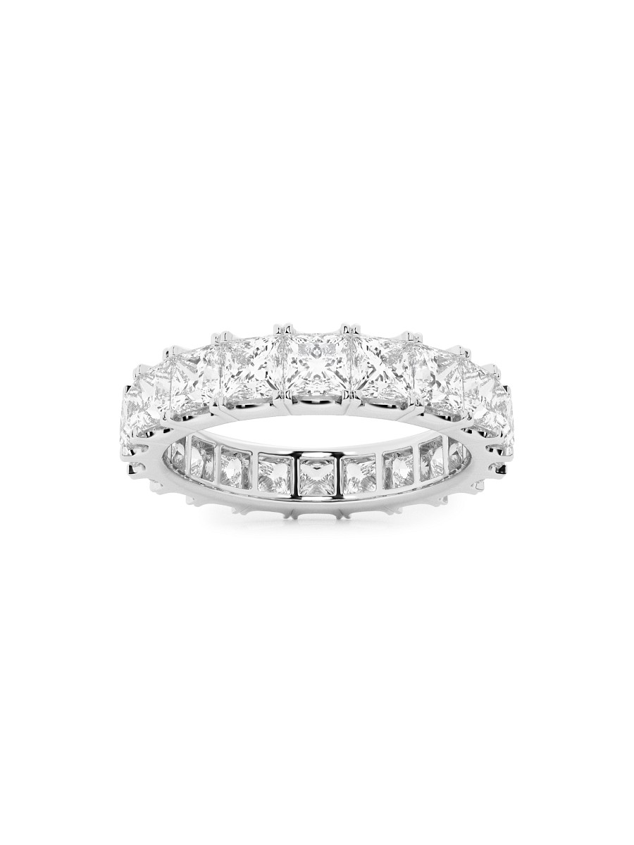 Women's Build Your Own Collection Platinum & Natural Princess Diamond Eternity Band - 4 Tcw Platinum - Size