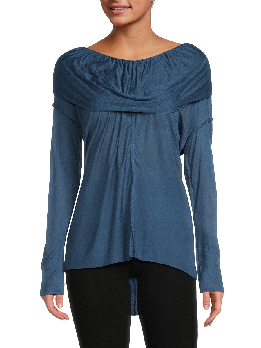 Women's Boatneck High Low Top - Mallard Blue - Size by Yigal Azrouël