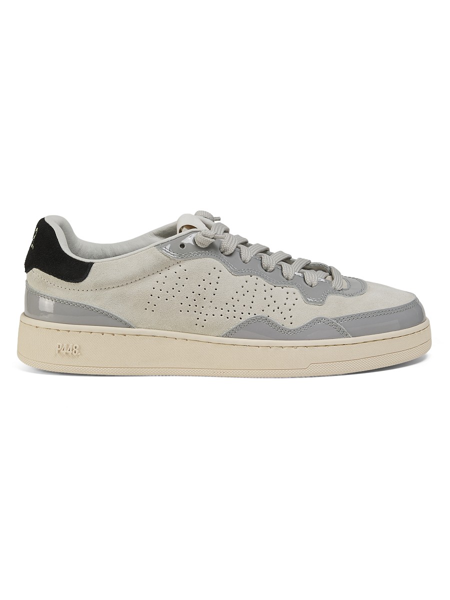 Women's Colorblocked Leather Sneakers - Cream Dusty Blue - Size