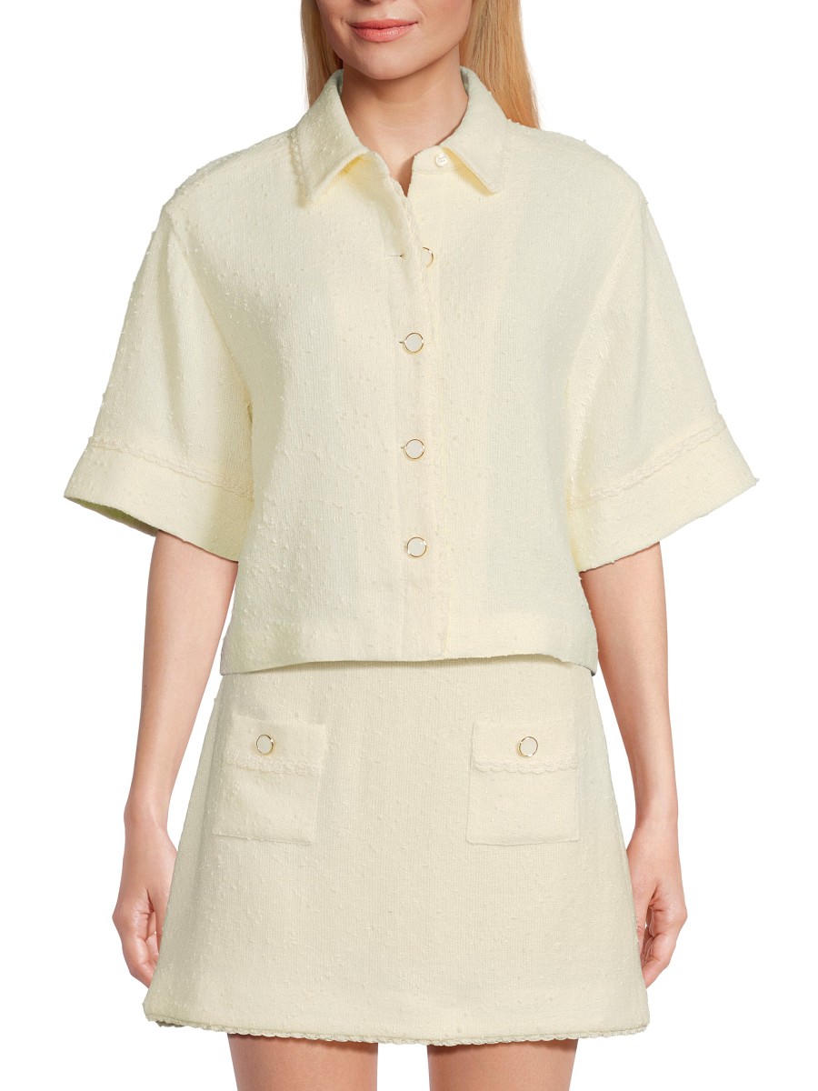 Women's Khloe Short-Sleeve Textured Cover-Up Shirt - Ivory - Size by Simkhai