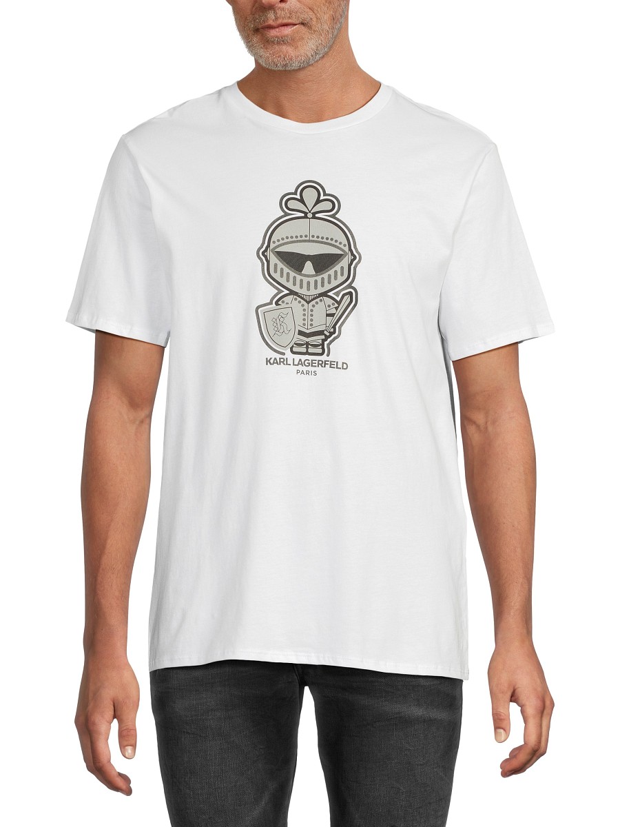 Men's Karl Knight Graphic Cotton Crewneck T-Shirt - White - Size by Karl Lagerfeld Paris