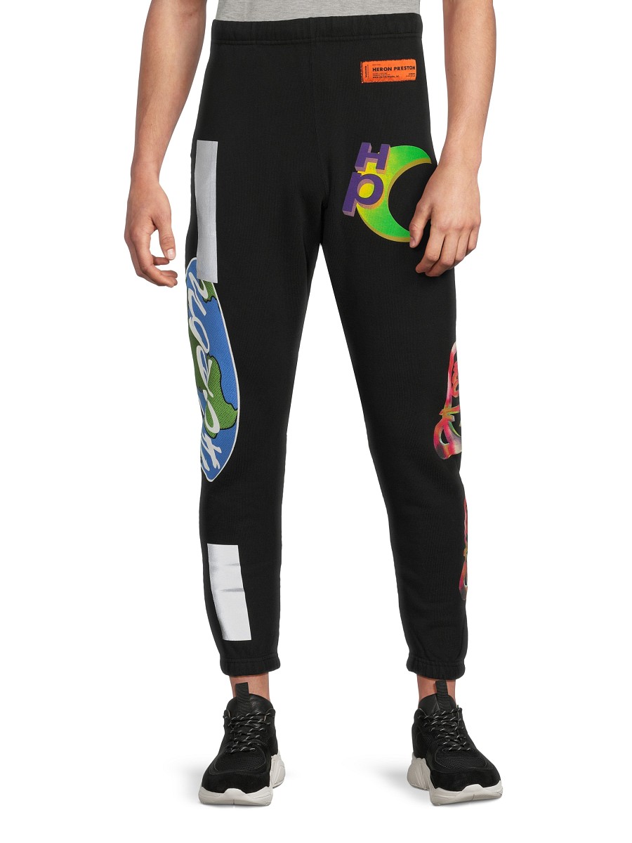 Men's Logo Graphic Sweatpants - Black - Size by Heron Preston