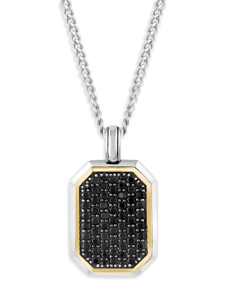 Women's 14K Yellow Goldplated Sterling Silver & Black Spinel Pendant Necklace