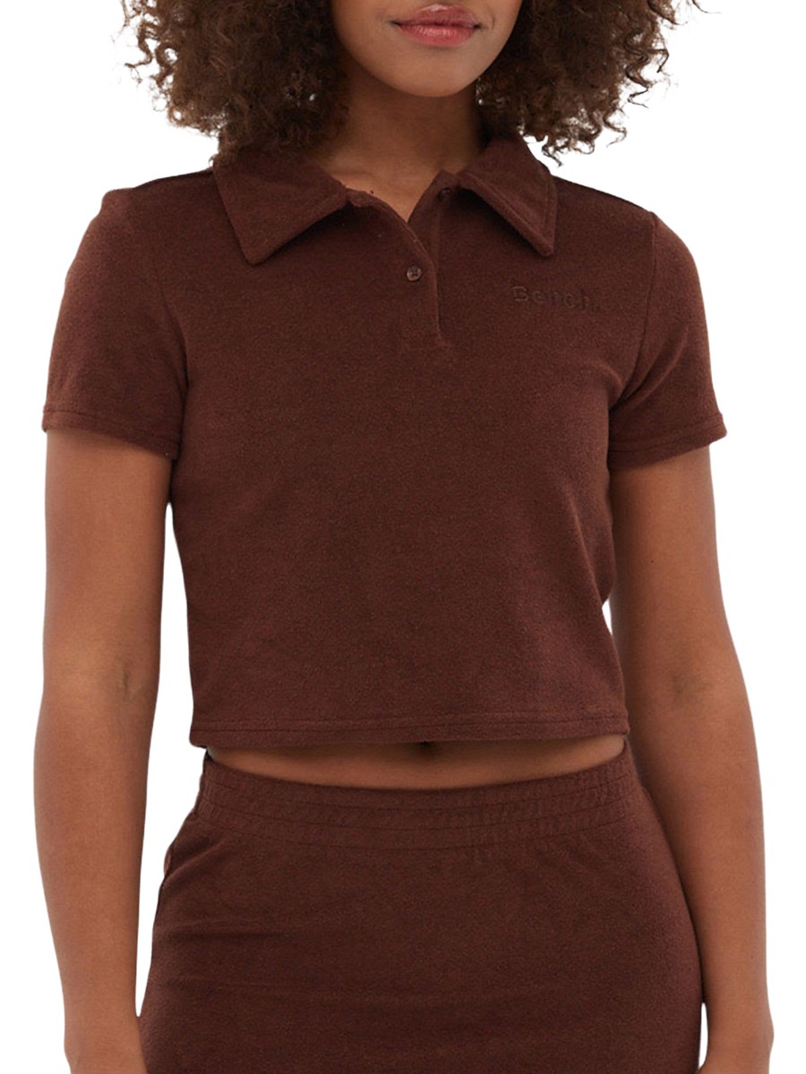 Women's Filby Terry Cropped Polo - Shaved Chocolate - Size by Bench.
