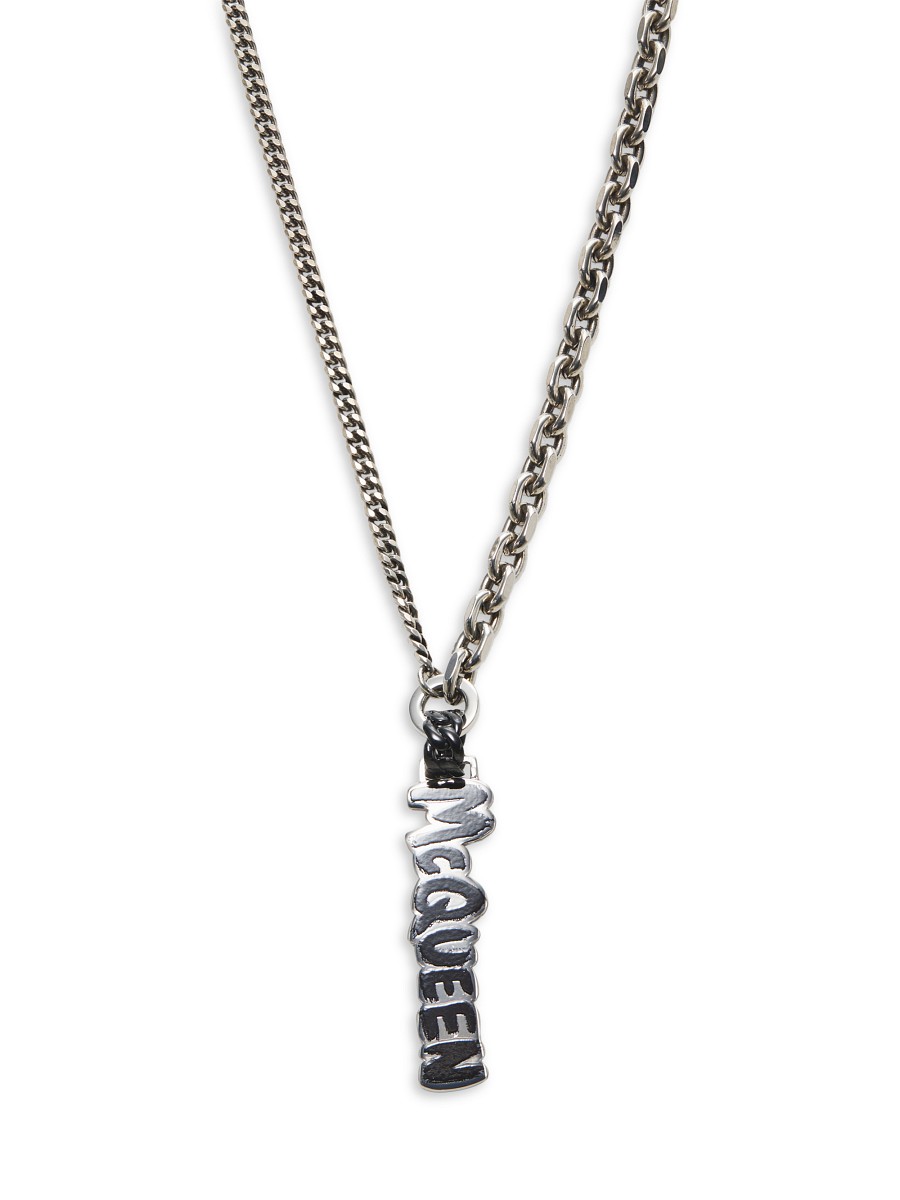 Women's Silvertone Graffiti Logo Pendant Necklace - by McQueen