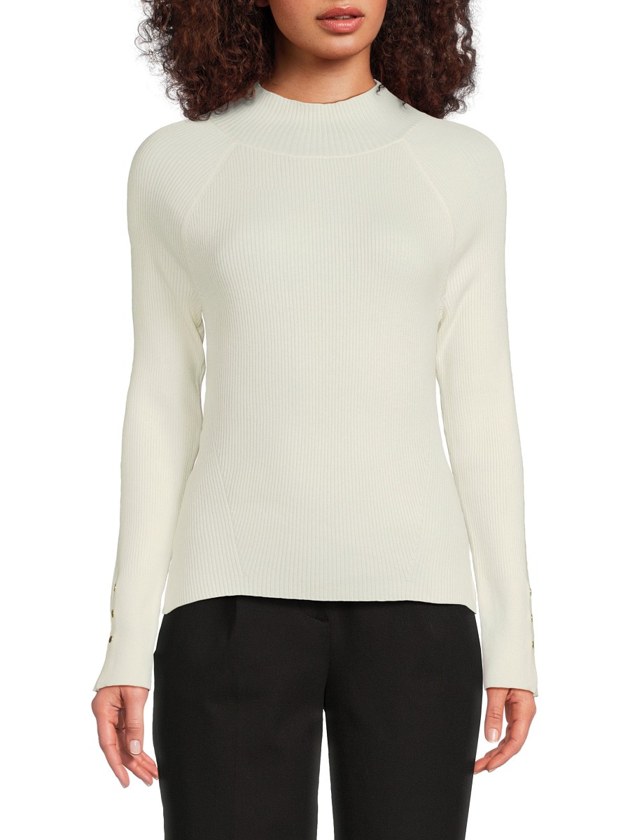 Women's Kassandra Rib-Knit Cotton-Blend Sweater - Ivory - Size