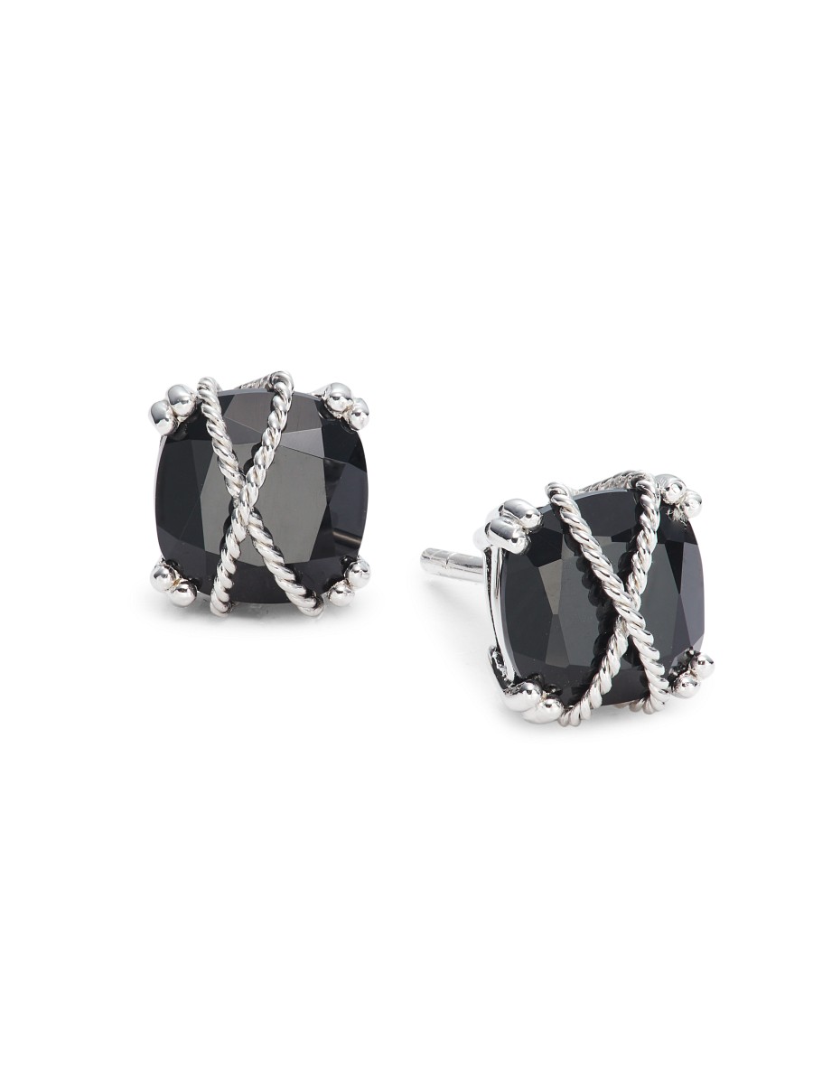 Women's Sterling Silver & Onyx Stone Earrings