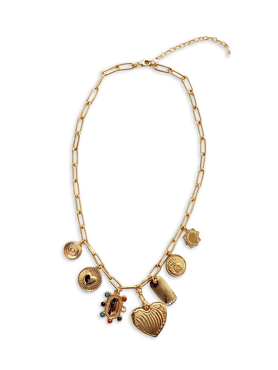 Women's Goldtone, Glass & Epoxy Paperclip Chain Charm Necklace -