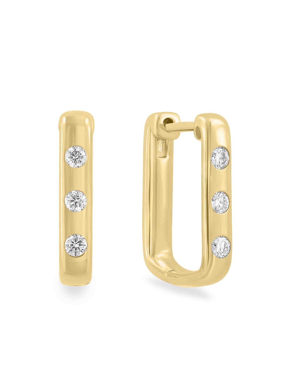 Women's 14K Yellow Gold & 0.11 TCW Diamond Huggie Earrings -