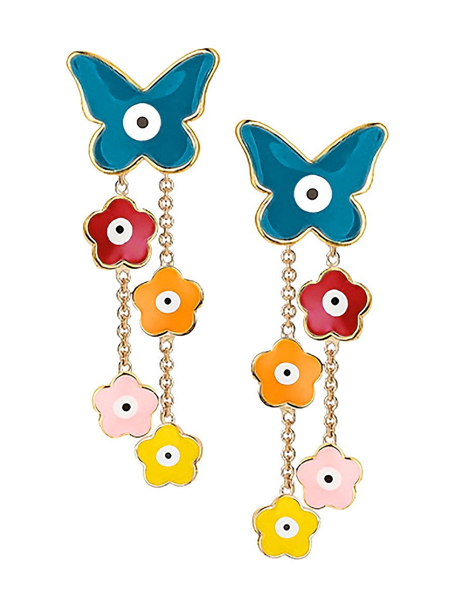 Women's Luxe 18K Goldplated Enamel Butterfly Drop Earrings