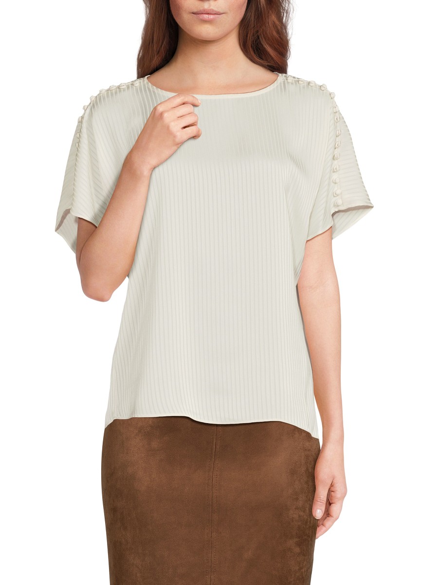 Women's Striped Keyhole Top - Cream - Size by Calvin Klein