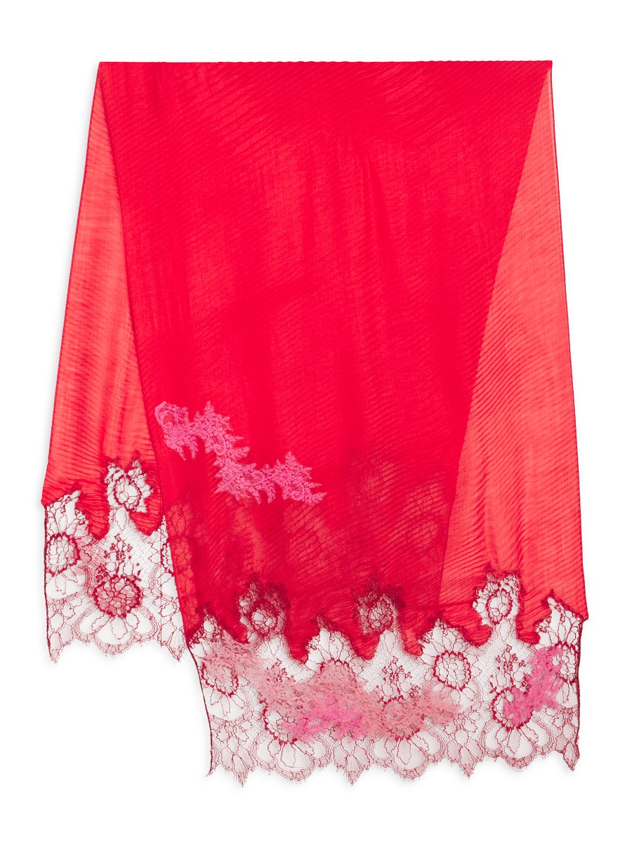 Women's Lace-Trim Cashmere-Silk Scarf -