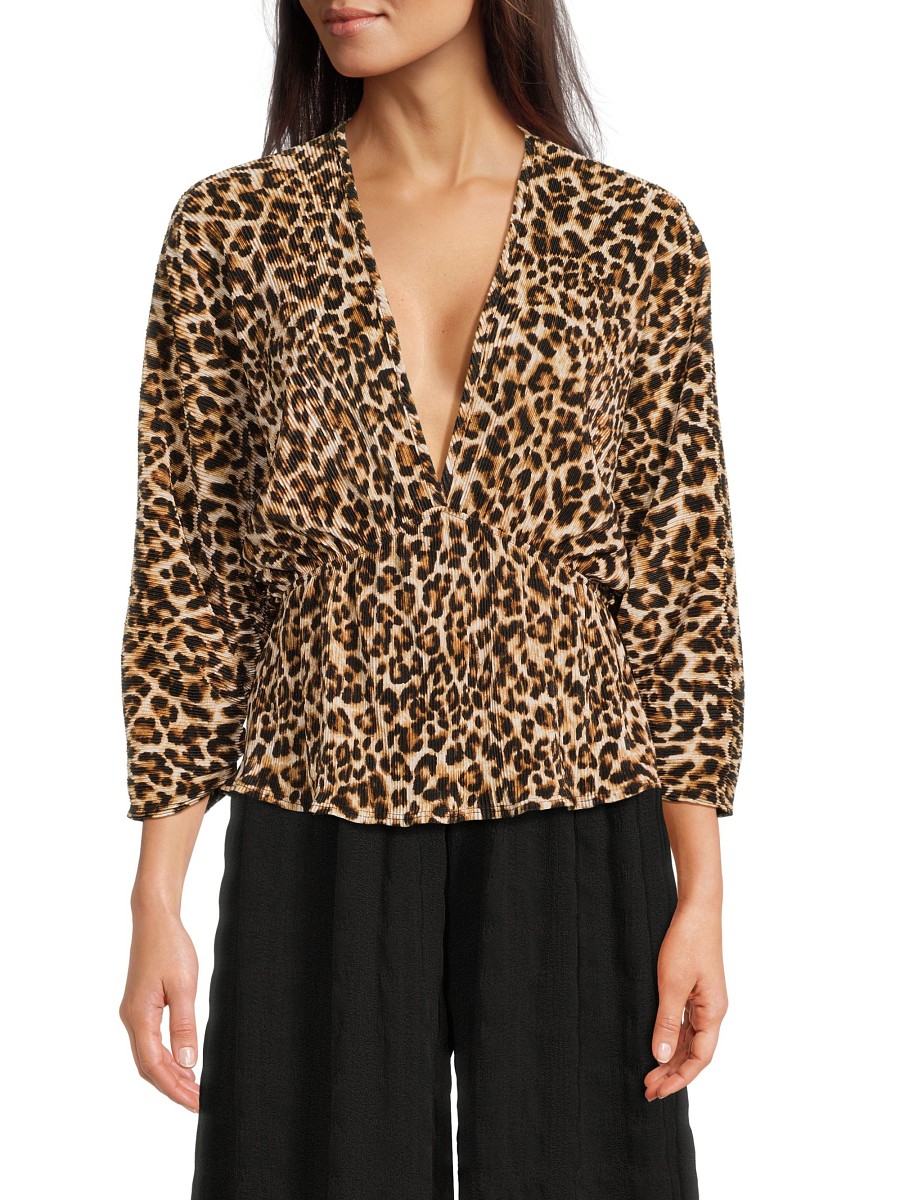 Women's Leopard Print Top - Taupe - Size