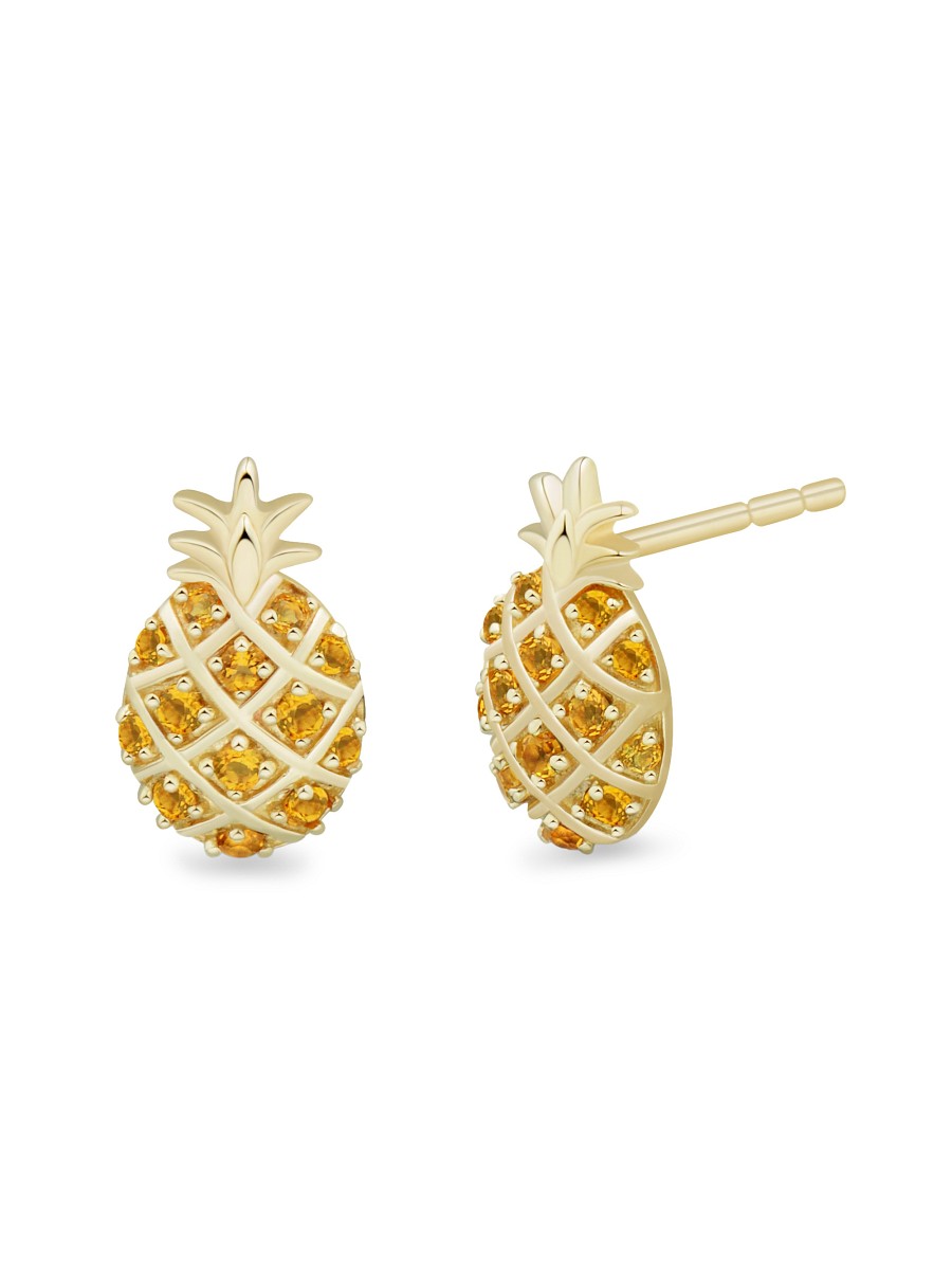 Women's 14K Yellow Gold & Citrine Pineapple Stud Earrings -