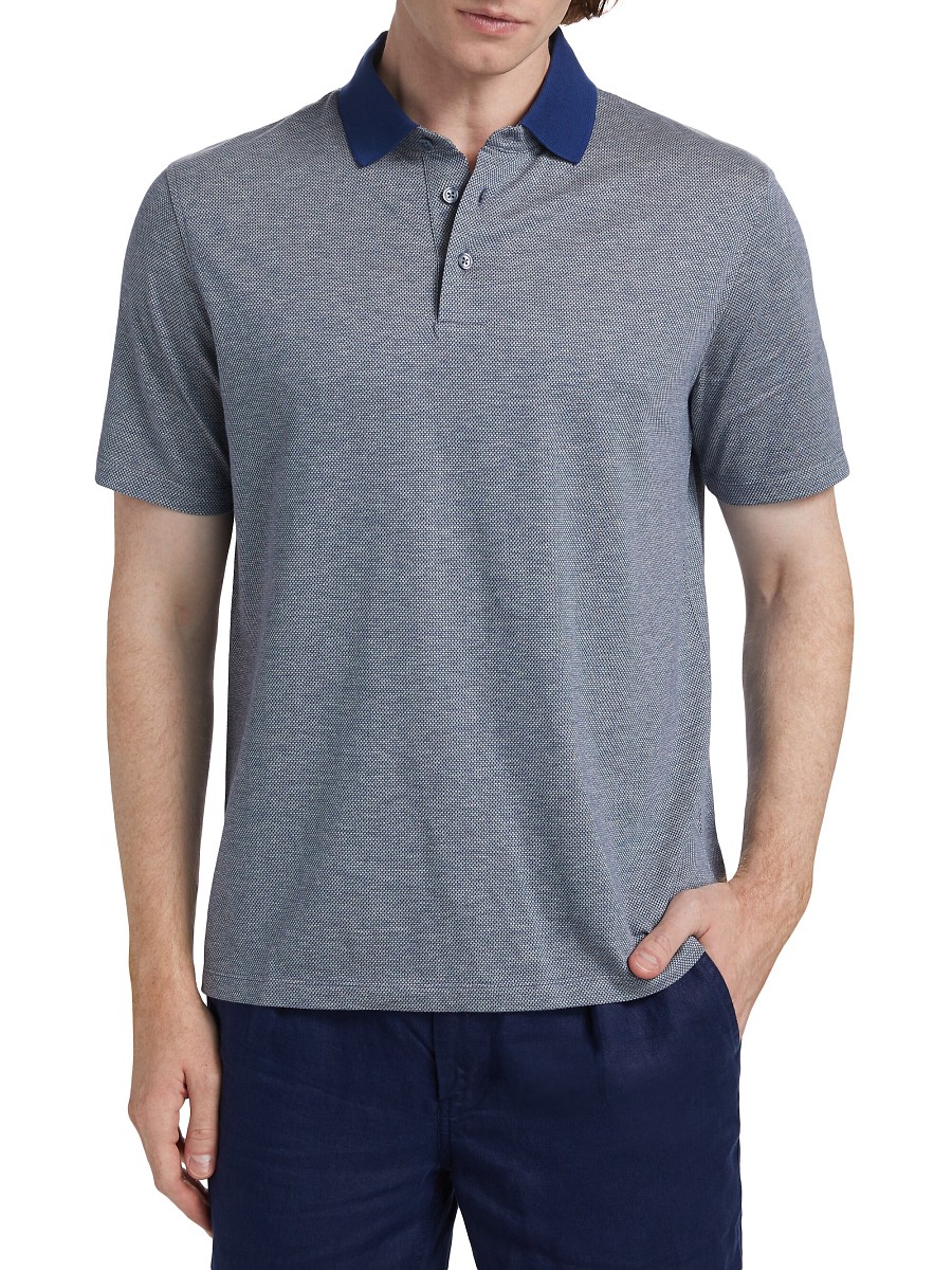 Men's COLLECTION Small Brick Polo Shirt - Light Blue - Size