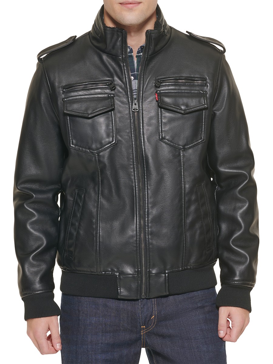 Men's Faux Shearling Lined Bomber Jacket - Black - Size by Levi's