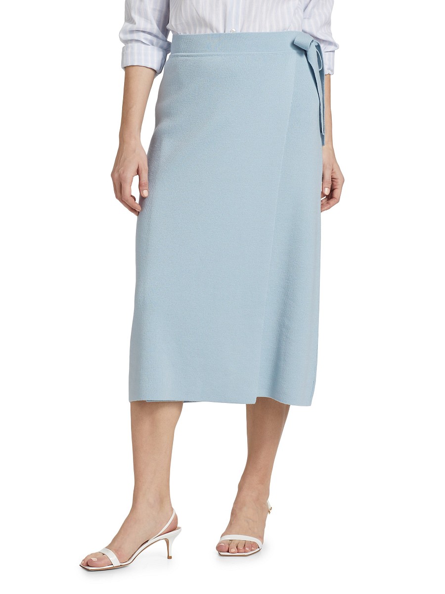 Women's Wrap Wool Midi-Skirt - Clear Sky - Size