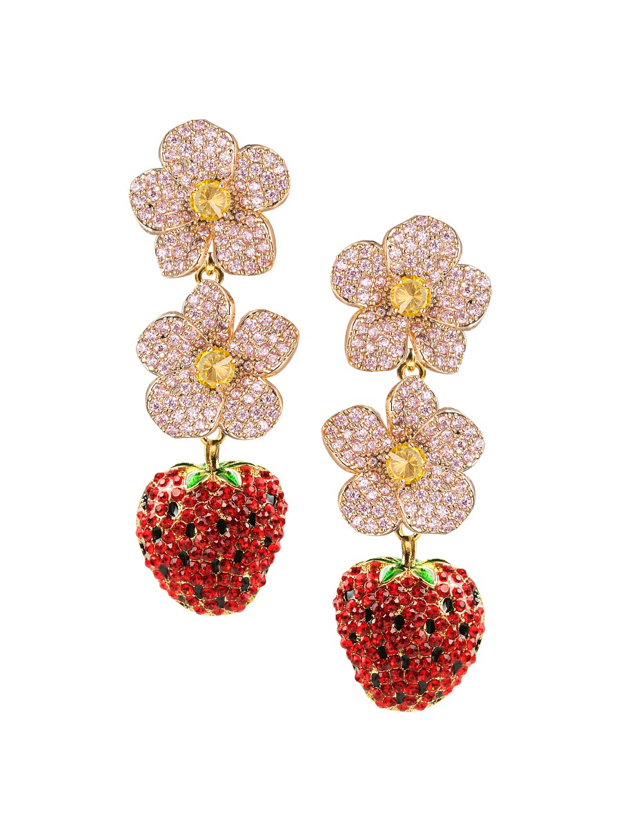 Women's Luxe 18K Goldplated & Cubic Zirconia Strawberry Drop Earrings
