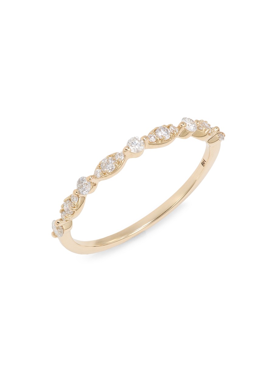 Women's 14K Yellow Gold & 0.24 TCW Diamond Studded Ring - Yellow Gold - Size