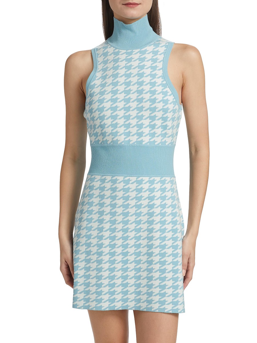 Women's Shelby Herringbone Mock Turtleneck Dress - Powder Blue - Size