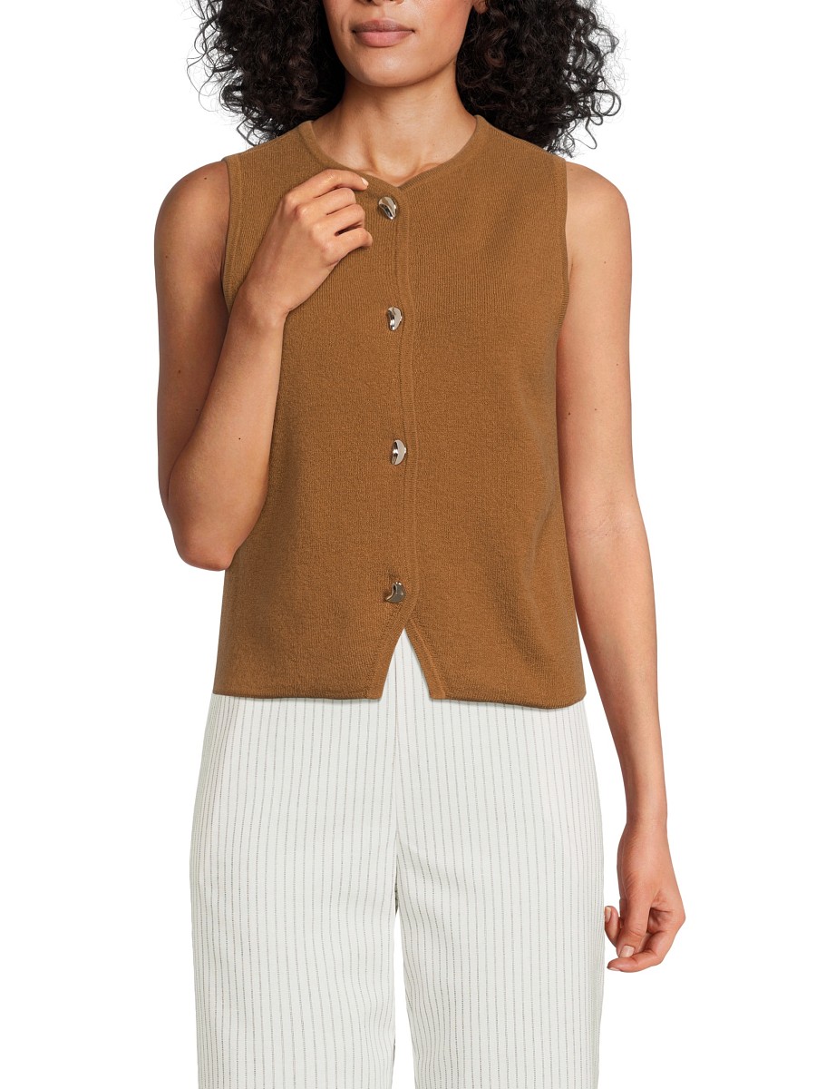 Women's Solid Cashmere Vest - Butterscotch - Size by Design 365