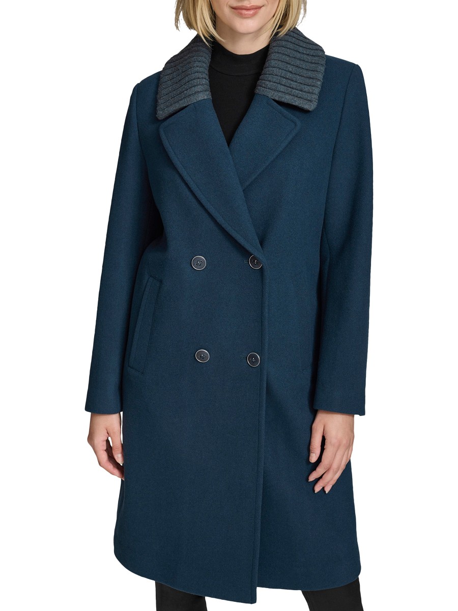 Women's Sloane Walker Textured Wool Blend Coat - Midnight Blue - Size by Andrew Marc