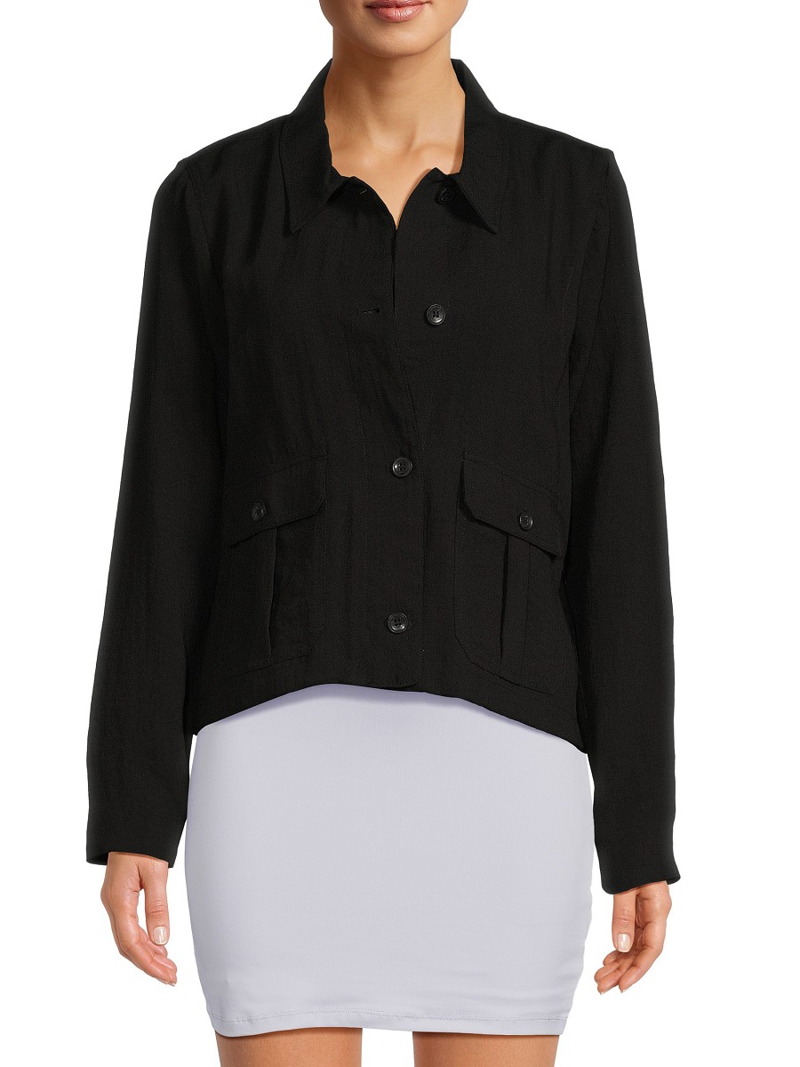 Women's Boxy Flap Pocket Tshirt - Black - Size by Calvin Klein