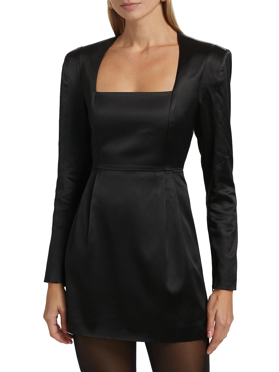 Women's Valentina Squareneck Minidress - Jet Black - Size