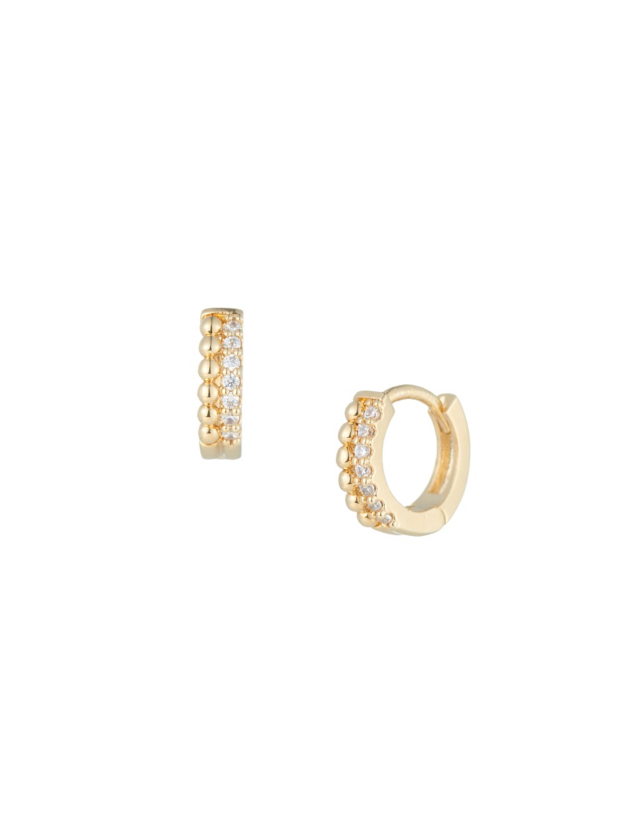 Women's 14K Goldplated Crytal Ball Huggie Hoop Earrings