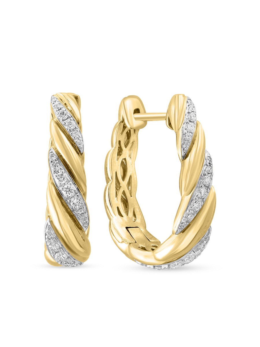 Women's 14K Yellow Gold & 0.52 TCW Diamond Twisted Earrings -