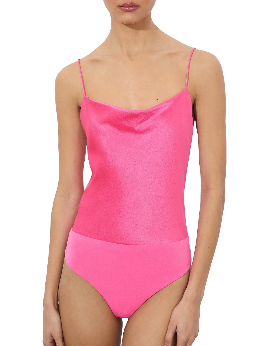 Women's Harmon Satin Bodysuit - Wild Pink - Size by Alice + Olivia