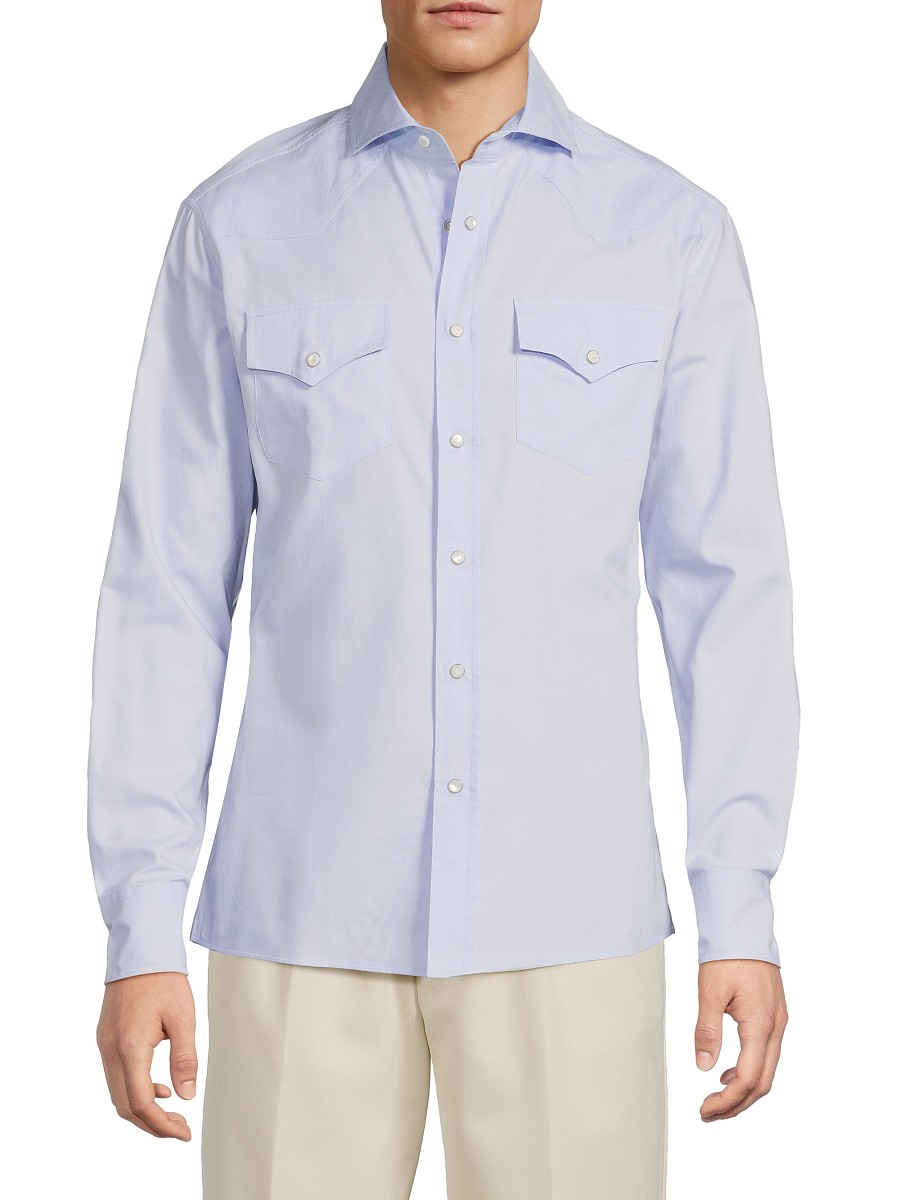 Men's Solid Cotton Shirt - Sky Blue - Size