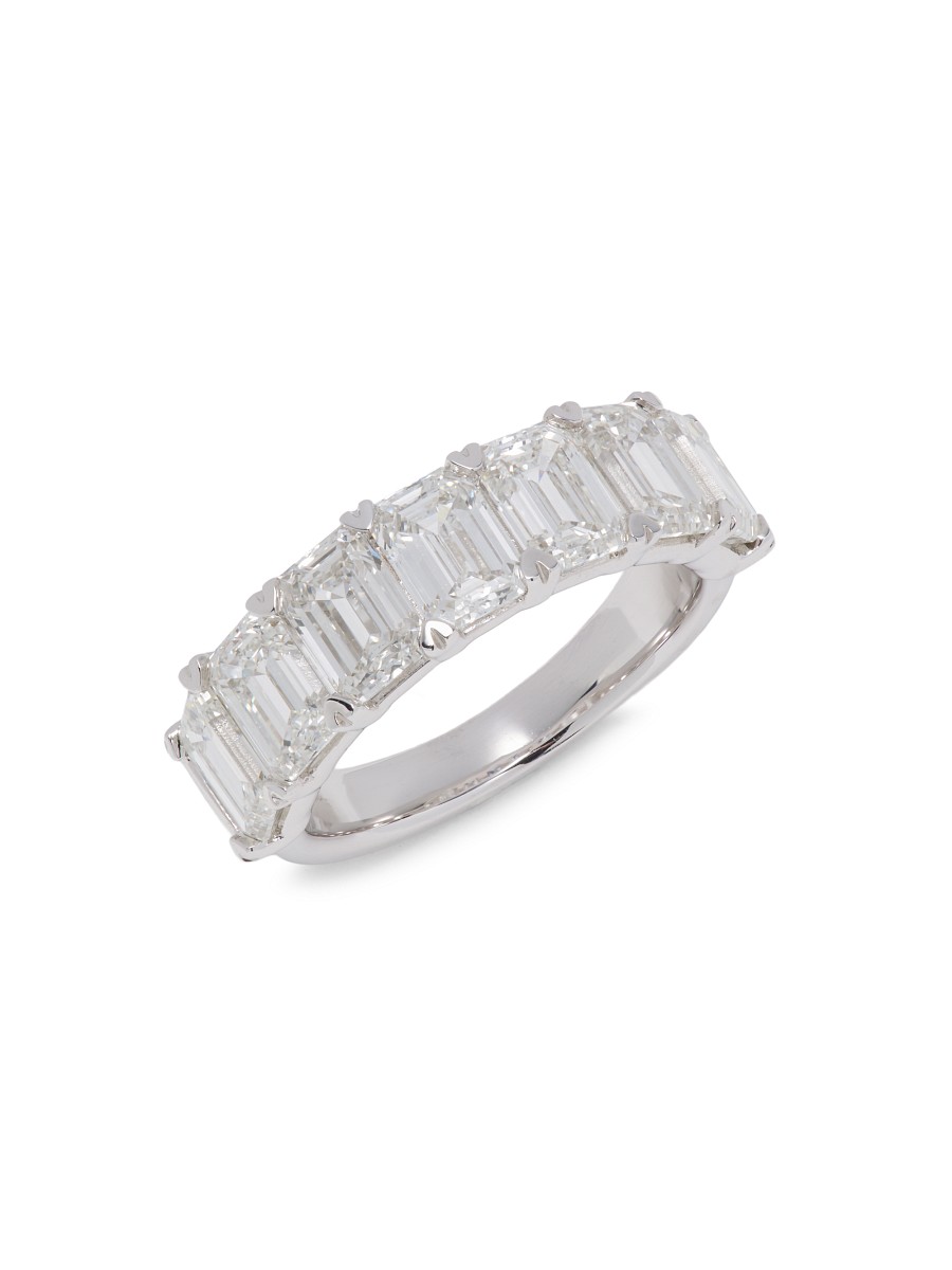 Women's 14K White Gold & 5.00 TCW Lab-Grown Emerald Diamond Ring - White Gold - Size