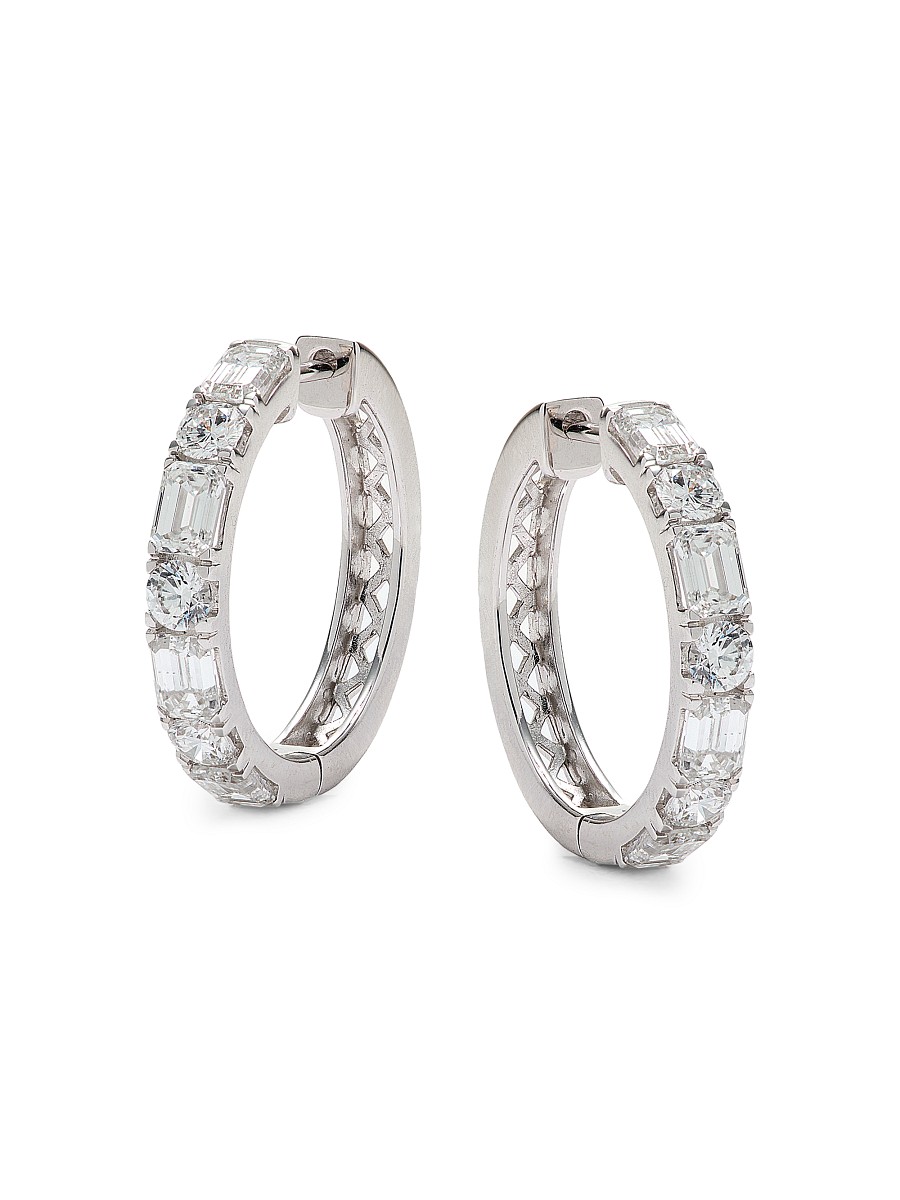 Women's 14K White Gold & 3.55 TCW Lab Grown Diamond Huggie Earrings