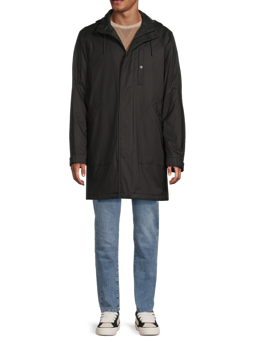 Men's Smithton Solid Hooded Raincoat - Black - Size by Andrew Marc