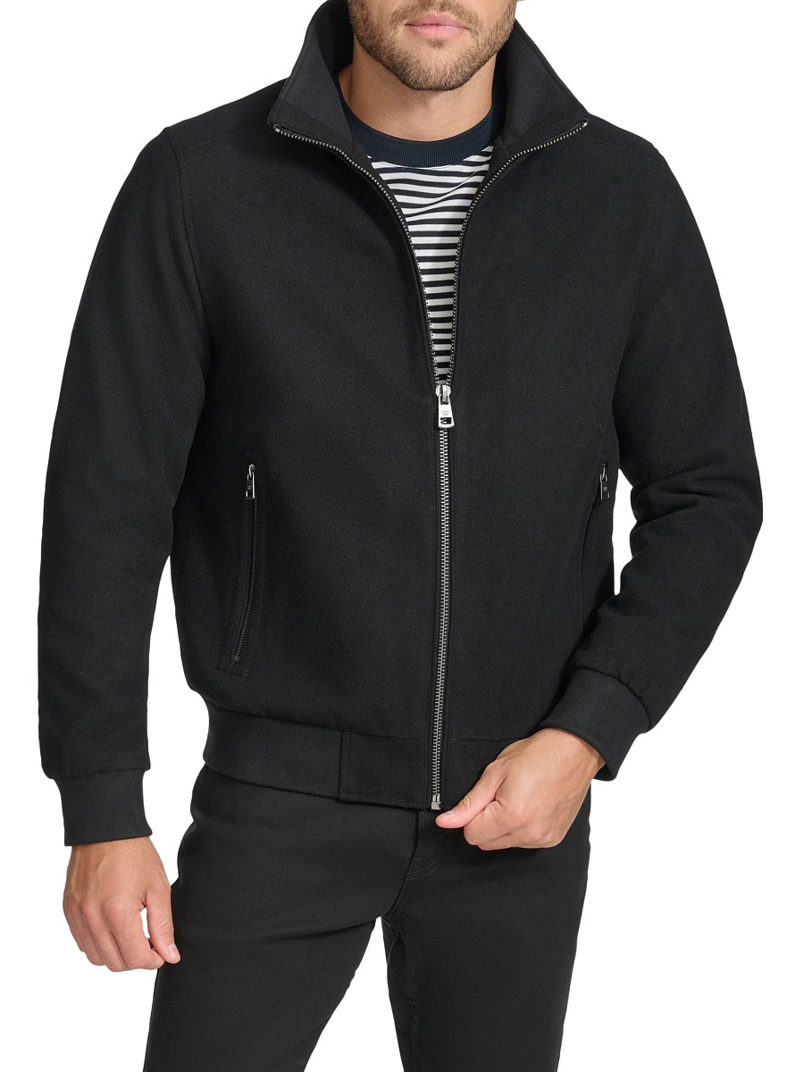 Men's Wool-Blend Jacket - Black - Size